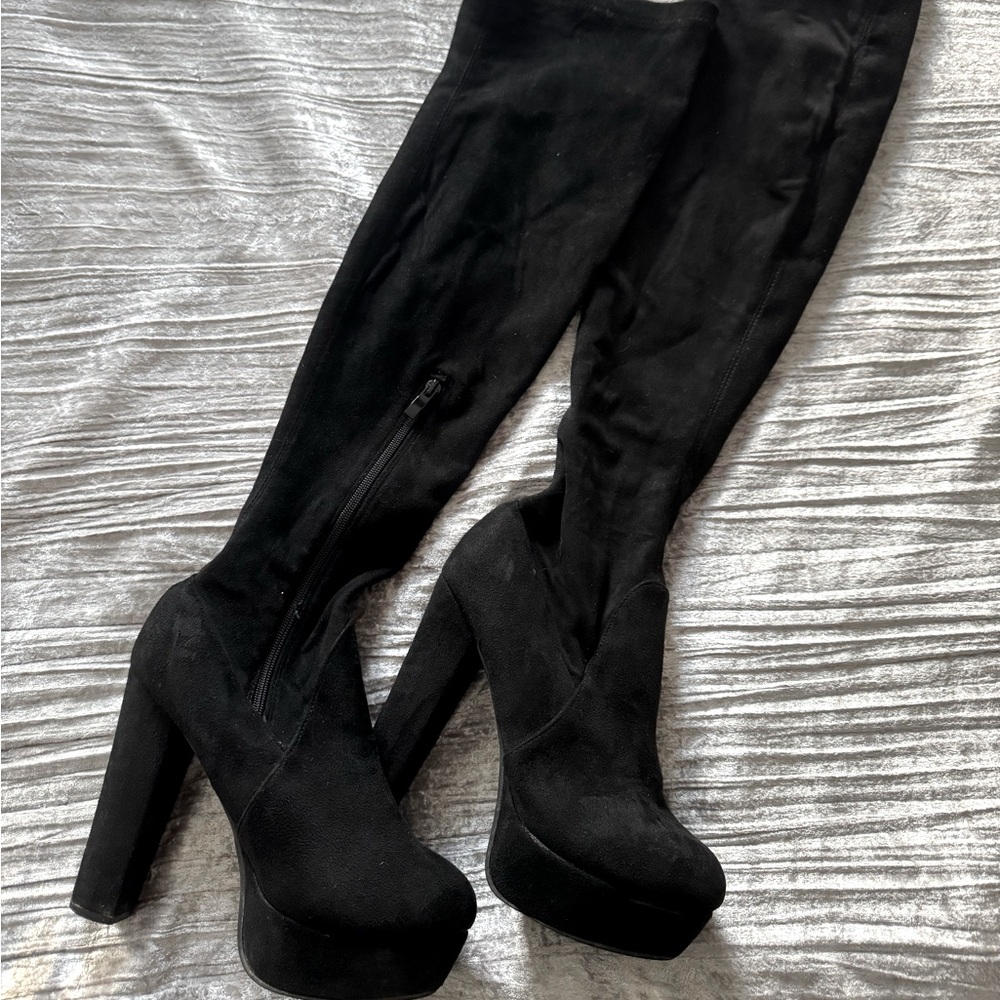 Black over- knee boots, size 39